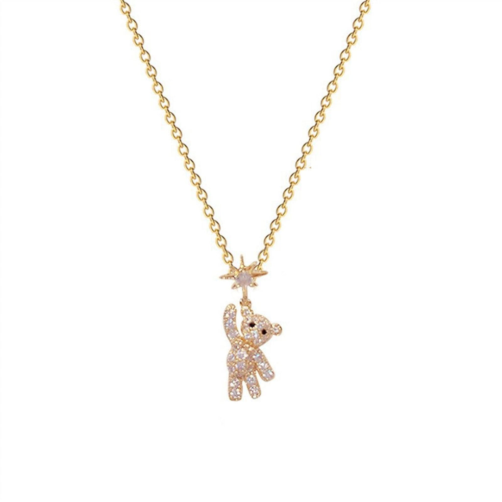 Star Teddy Bear Chain Pendant Necklace