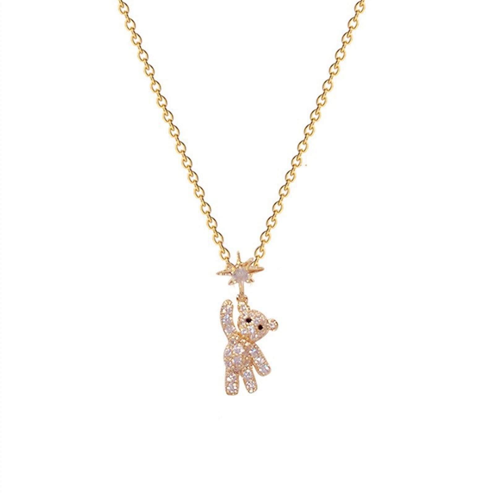 Star Teddy Bear Chain Pendant Necklace