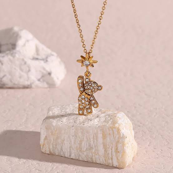 Star Teddy Bear Chain Pendant Necklace