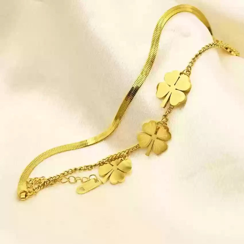 Four Leaf Clover Multi Layered Bracelet