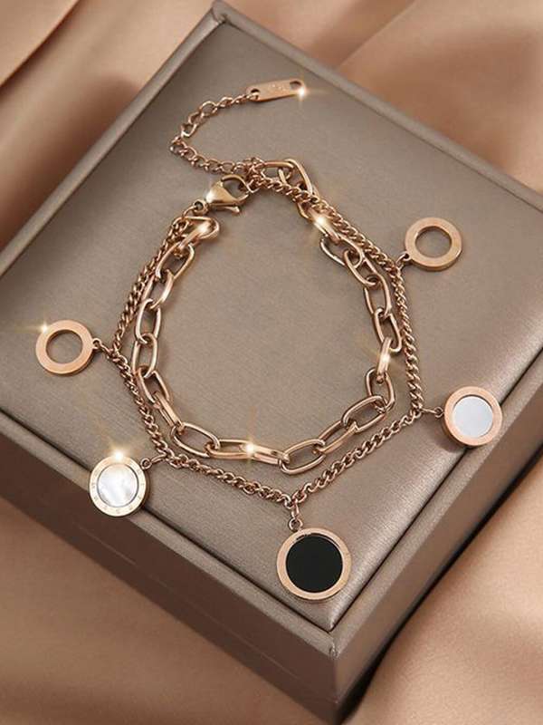 Black & White Roman Numeral Double Layer Bracelet