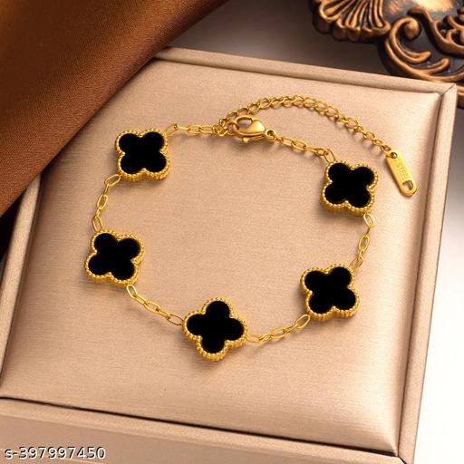 Black Lucky Clover Charm Bracelet