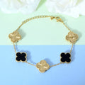 Black & Gold Four Leaf Clover Bracelet