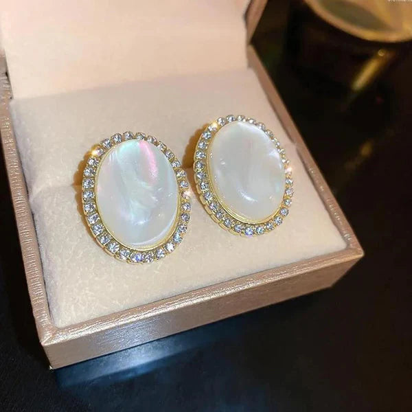 Opal Oval Stone Stud Earrings