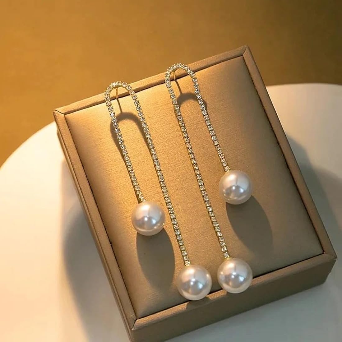 Rhinestones Tassel Pearl Earrings