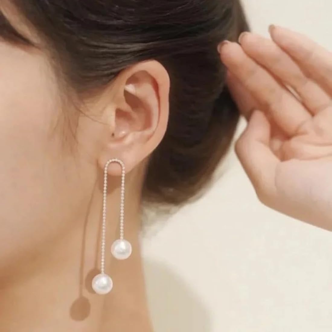 Rhinestones Tassel Pearl Earrings