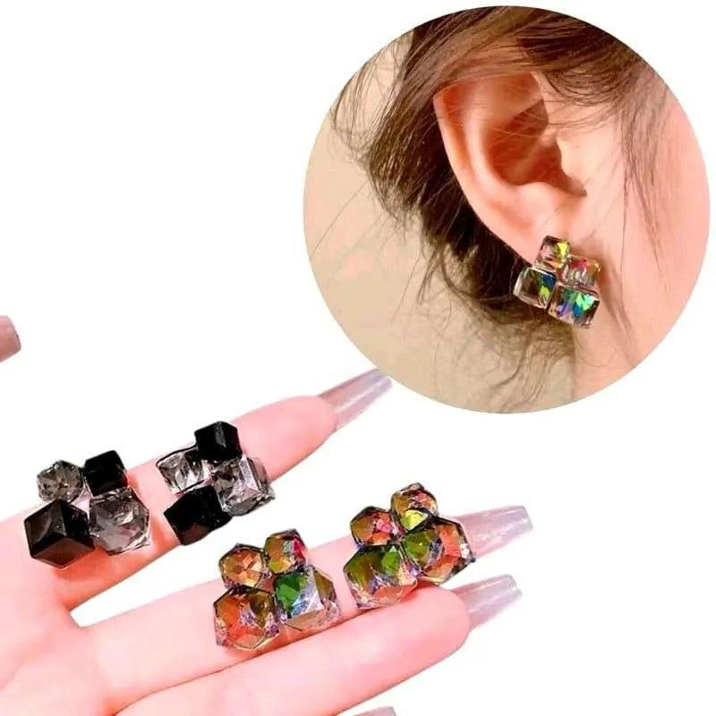 Square Crystals Stud Earrings