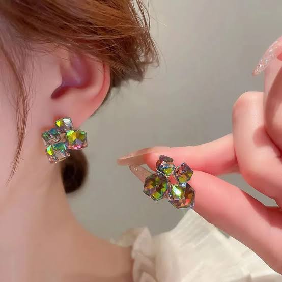 Square Crystals Stud Earrings