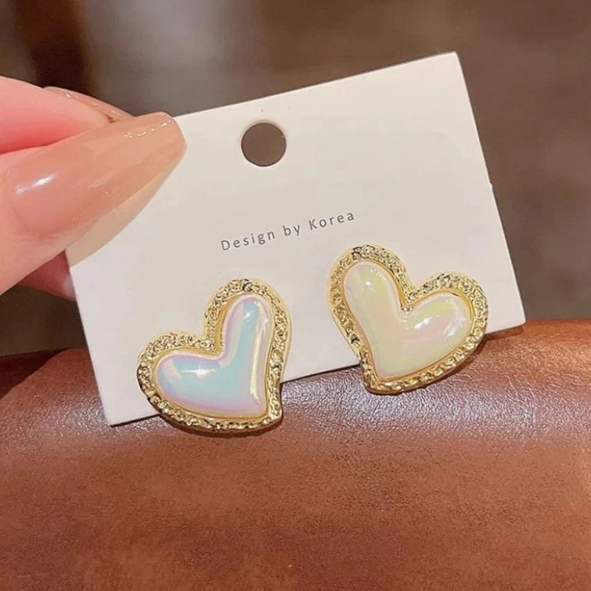 Pearl Heart & Stone Stud Earrings