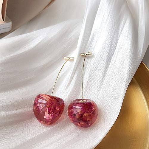 Rose Petals Resin Art Cherry Earrings