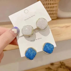 Textured Marble Style Stud Earrings