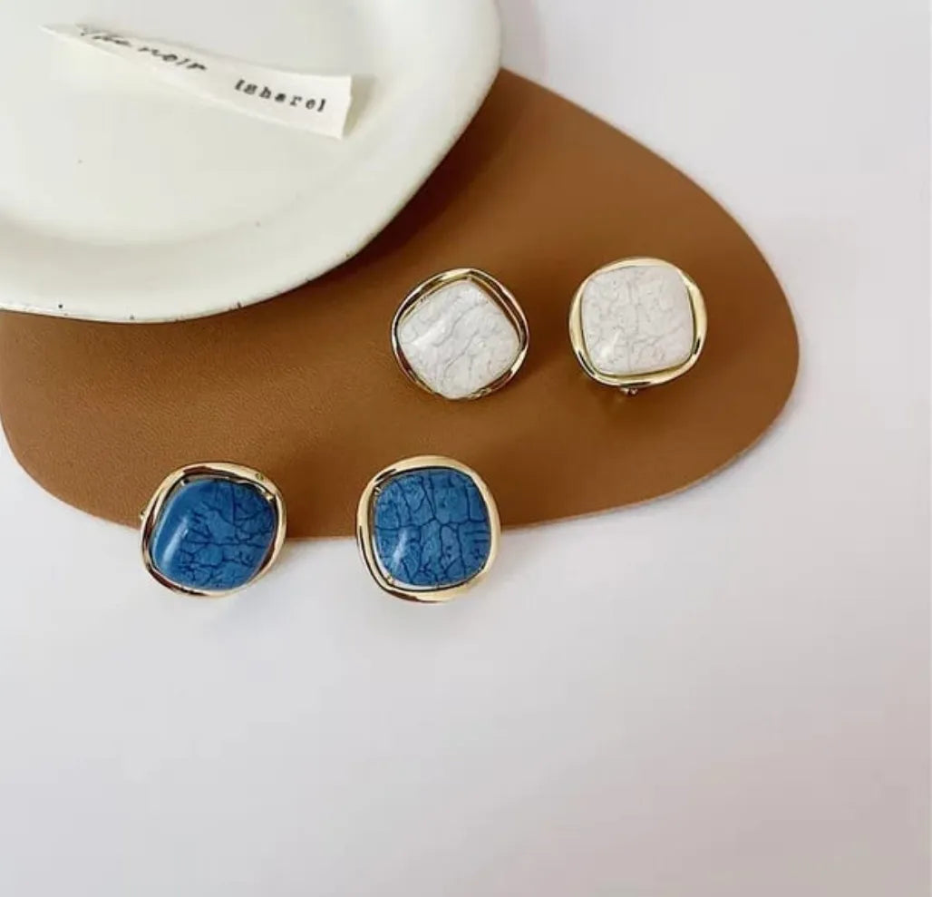 Textured Marble Style Stud Earrings