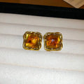 Caramel Geometric Square Stud Earrings
