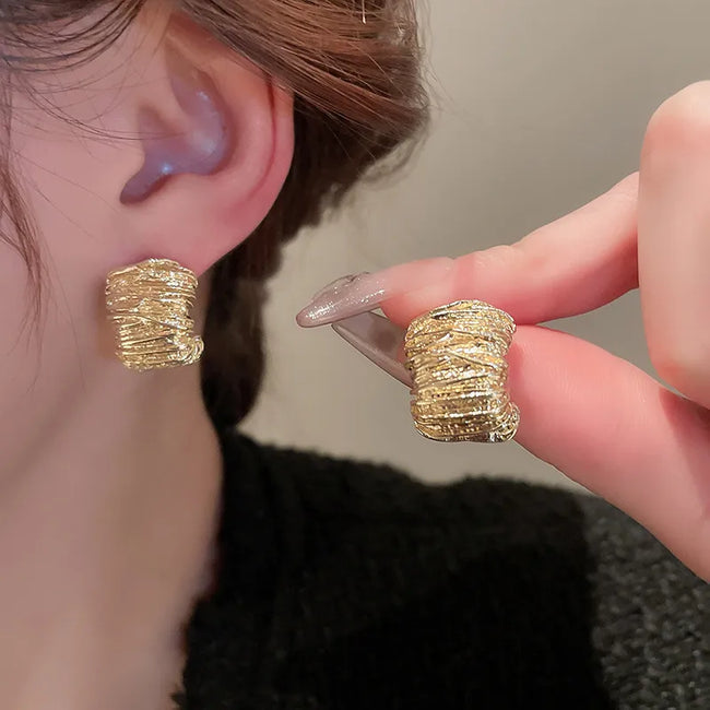 Exaggerated Chunky Wrinkled Stud Earrings