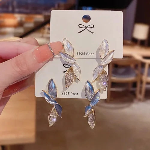Oil Painted Leaf Earrings