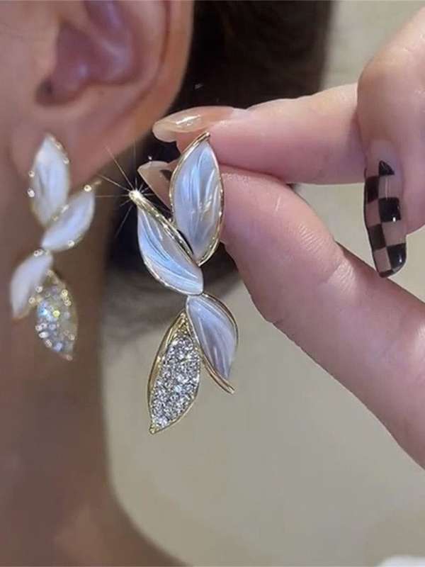 Oil Painted Leaf Earrings