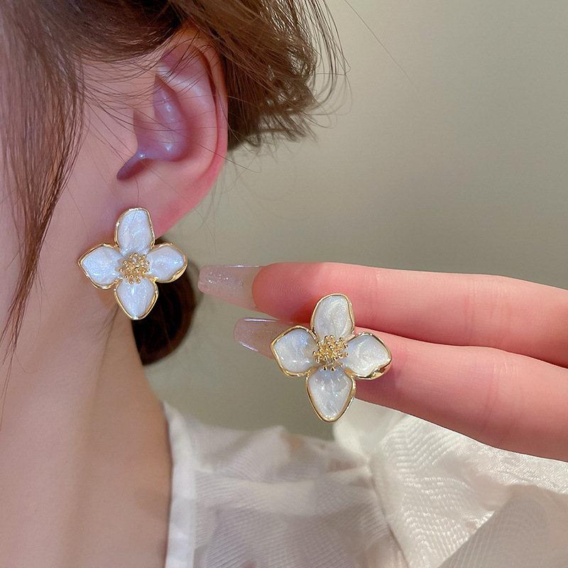 Enamel Delicate Flower Stud Earrings