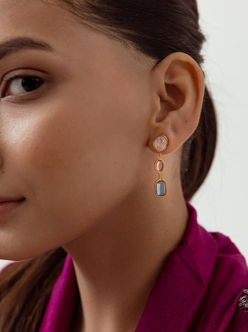 Asymmetrical Colored Gemstone Earrings
