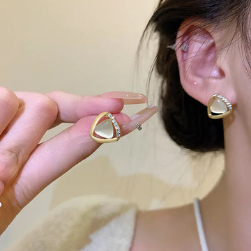 Cat’s Eye Triangle Stud Earrings