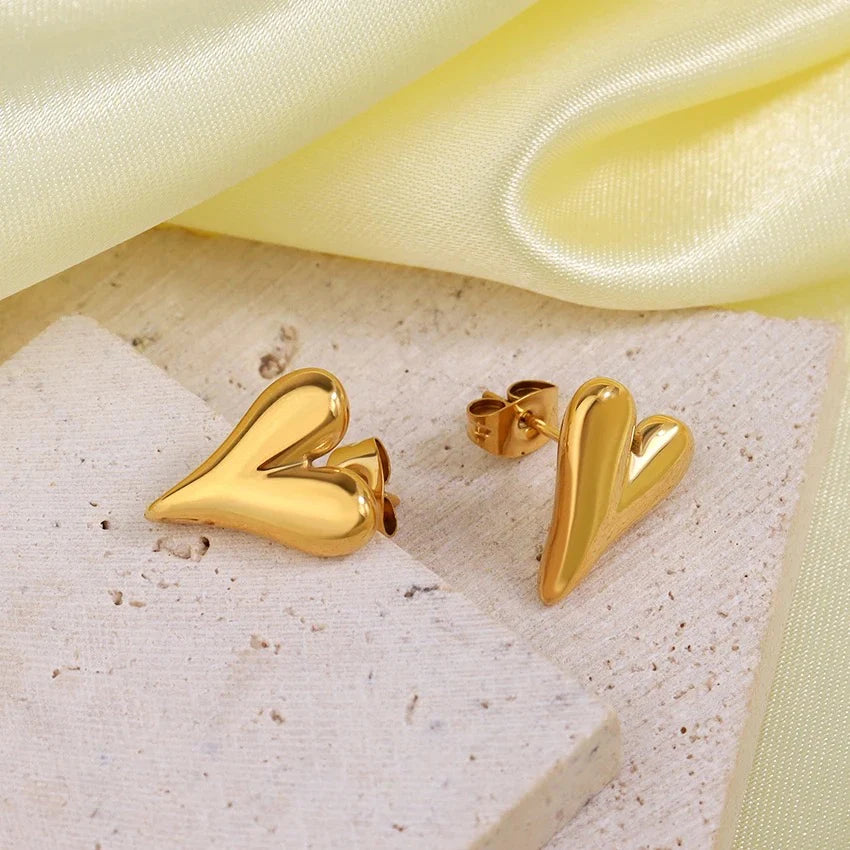 Gold Plated Anti Tarnish Heart Themed Earrings