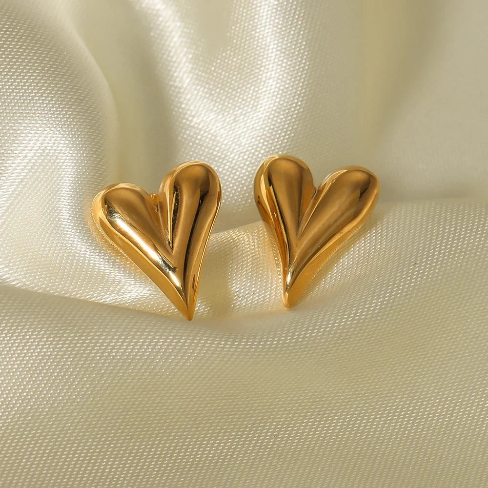 Gold Plated Anti Tarnish Heart Themed Earrings