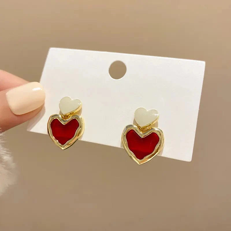 Red Heart Stud Earrings - Tipsy