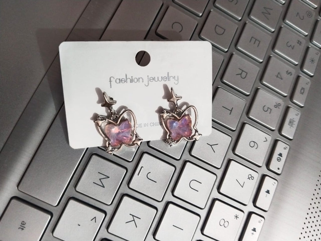 Grudge Heart Earrings- pink –