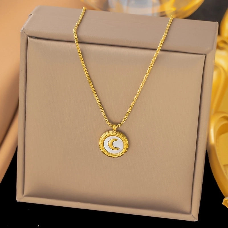 Pearl Shell Moon Stud Necklace