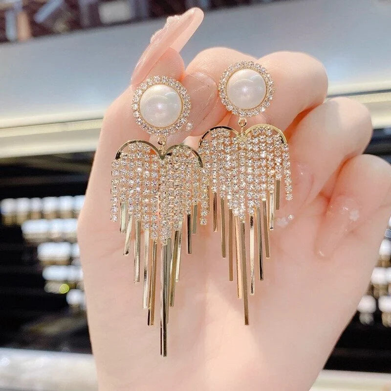 Luxury Rhinestone Crystal Long Tassel
