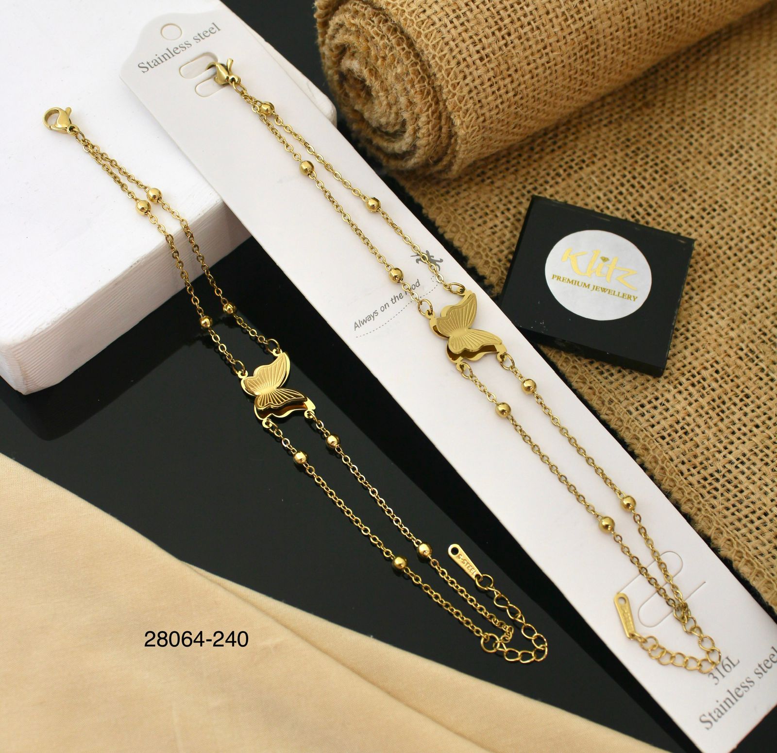 Antitarnish Butterfly Charms Bracelet