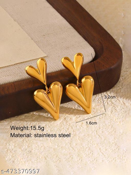Gold Plated Anti Tarnish Heart Themed Earrings