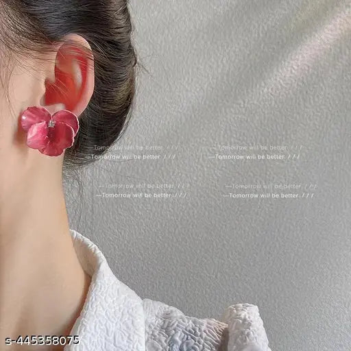 Butterfly Flower 3D Petal Oil-dripping Stud Earrings