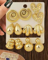 6 Pairs Combo of Chunky Stud Earrings