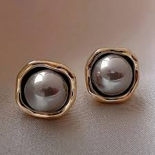 Geometric Grey Metallic Studs
