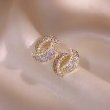 Double Crescent Moon Stud Earrings