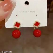 Four Leaf Clover Ball Stud Earrings (Can Be Worn In Two Ways)
