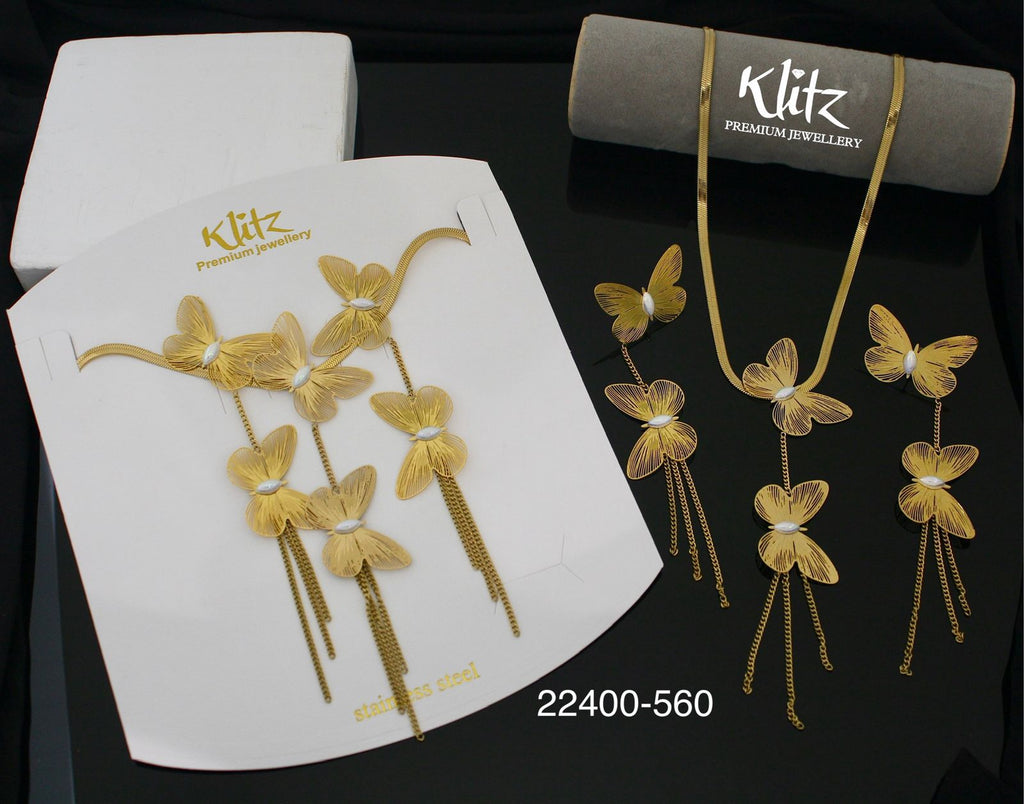 Gold Filigree Flower Drop Necklace Set