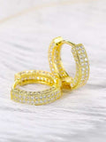 Gold Plated Cubic Zirconia Studded Micro Inlay Hip Hop Hoop Earrings