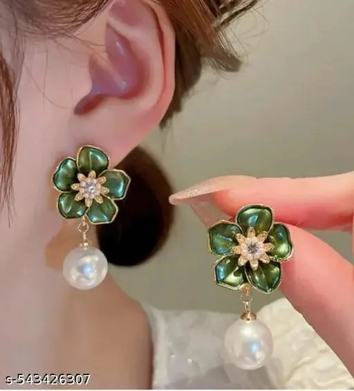 green flower shape Korean Earring