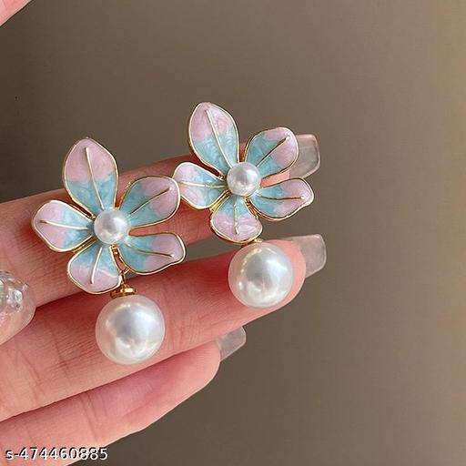 Blue Flower Studs Fancy Earrings .