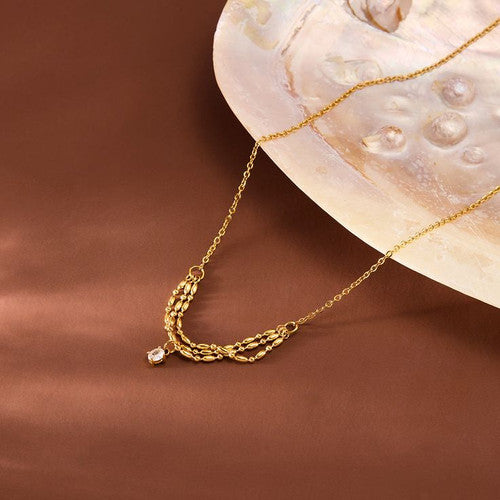 Oval Zircon Wrapped Beads Rope Chain