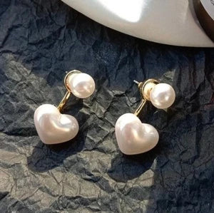 Korean Simple Pearl Love Stud Earrings