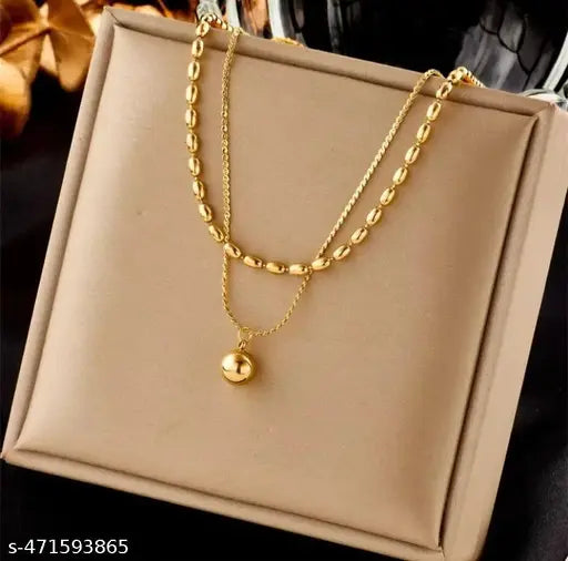- Double-Layer Ball Pendant Necklace