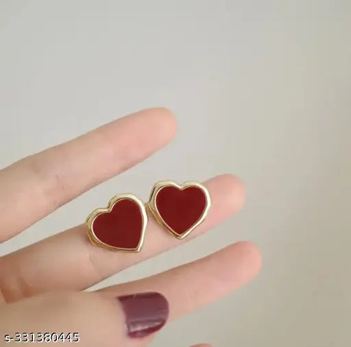 Maroon Heart Studs
