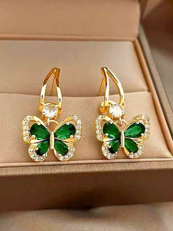 Emerald Green Butterfly Earring