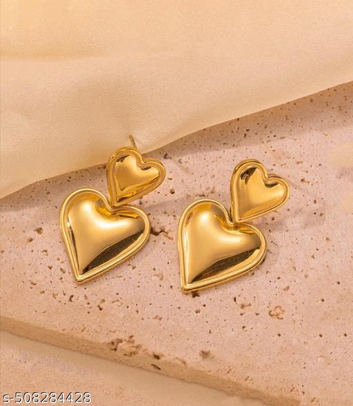 Gold Plated Anti Tarnish Heart Themed Earrings
