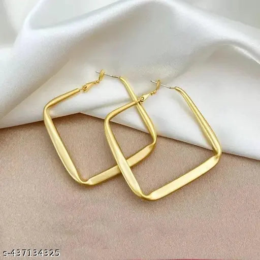 Large Square gold Plated Earrings