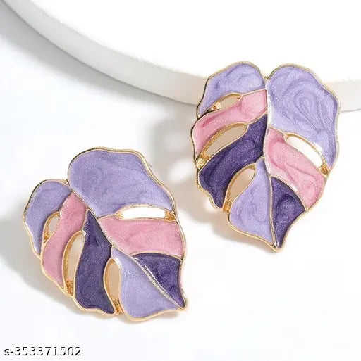 Enamelled Leaf Stud Earrings
