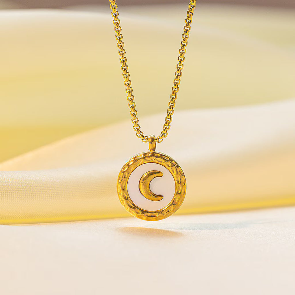 Pearl Shell Moon Stud Necklace