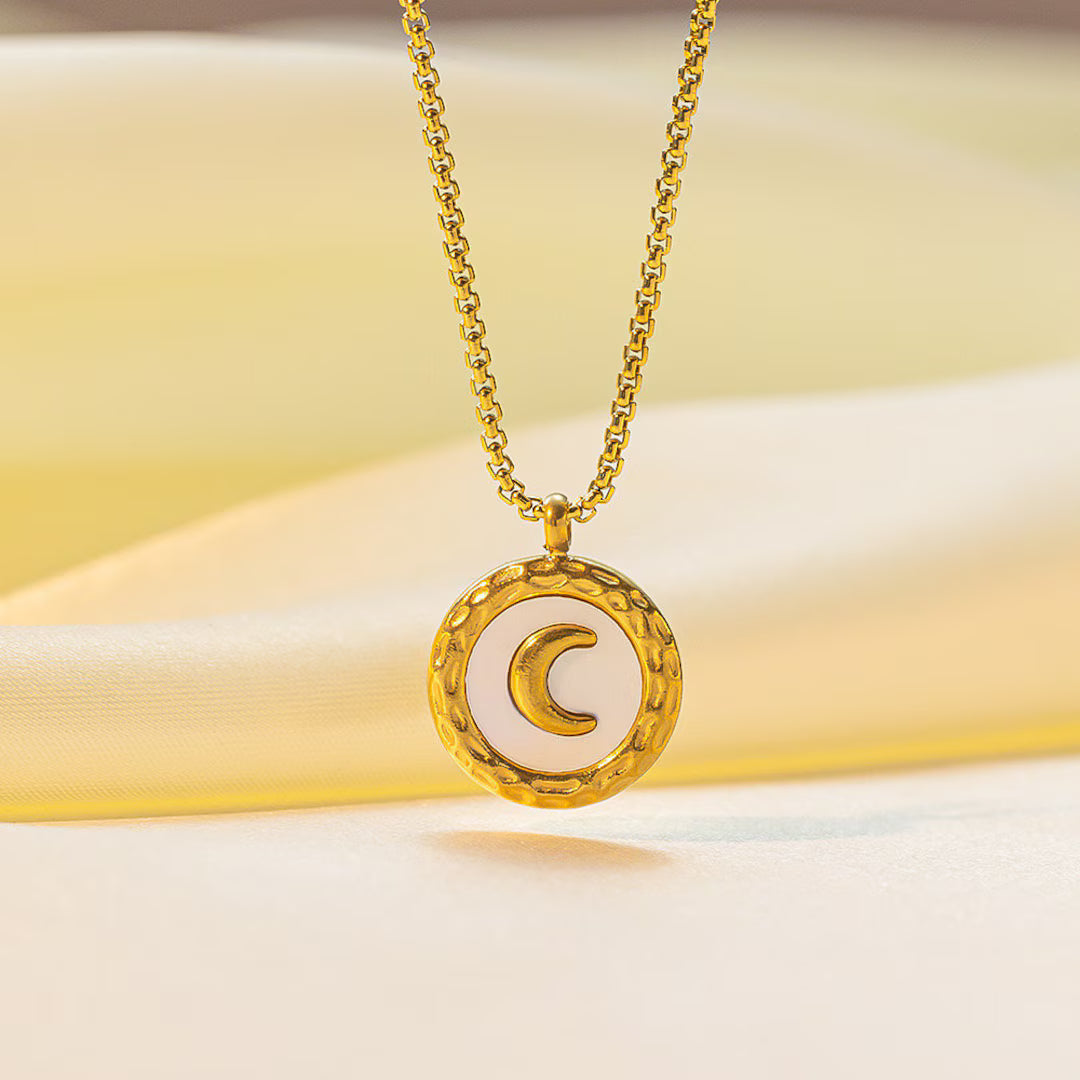 Pearl Shell Moon Stud Necklace